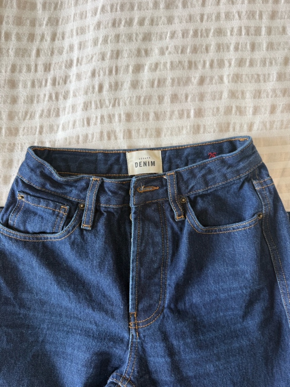 Sezane Dark Blue Straight Leg Jeans